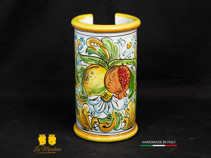 Porta bicchieri in Ceramica di Caltagirone ornato barocco