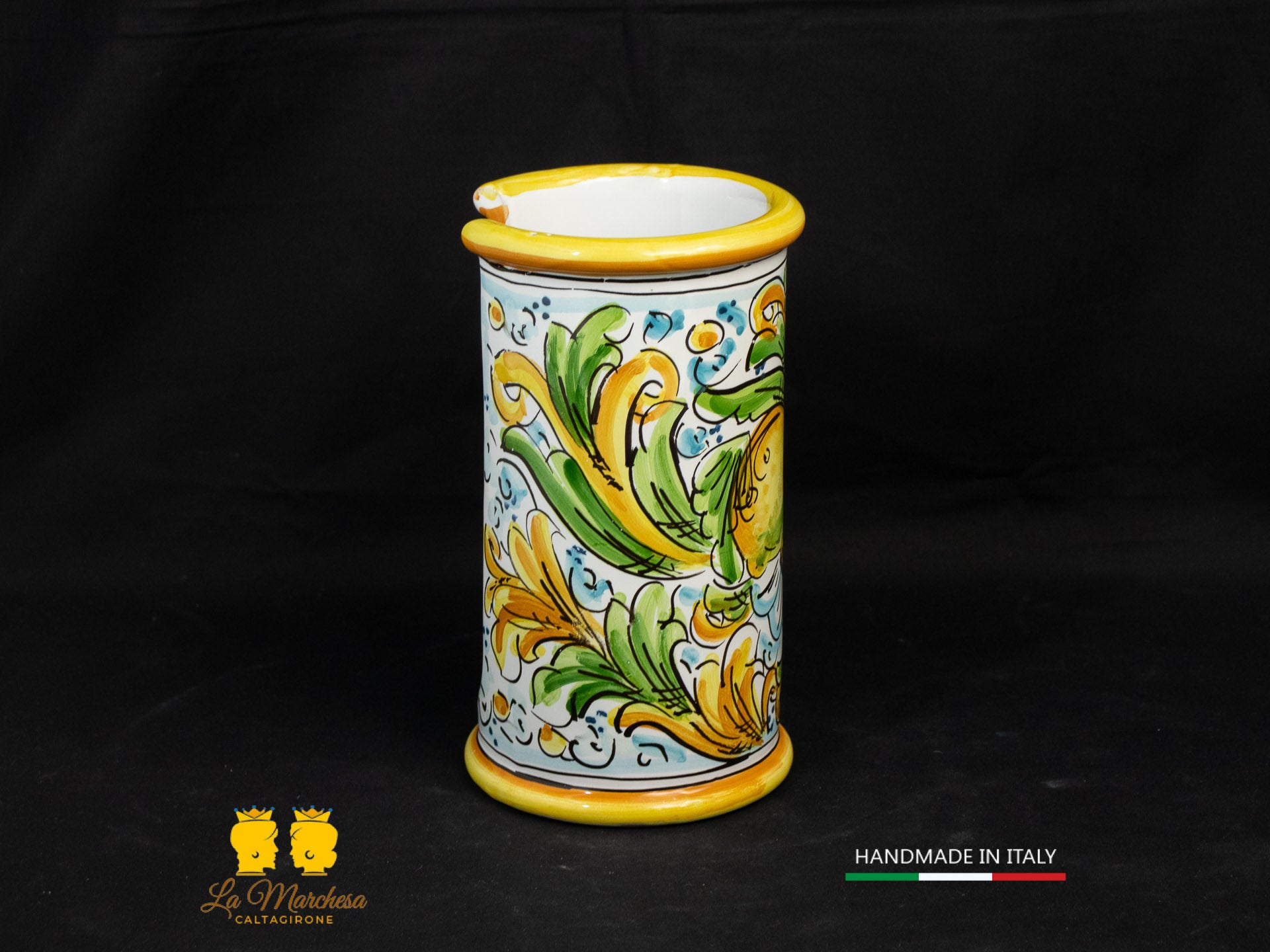 Porta bicchieri in Ceramica di Caltagirone ornato barocco
