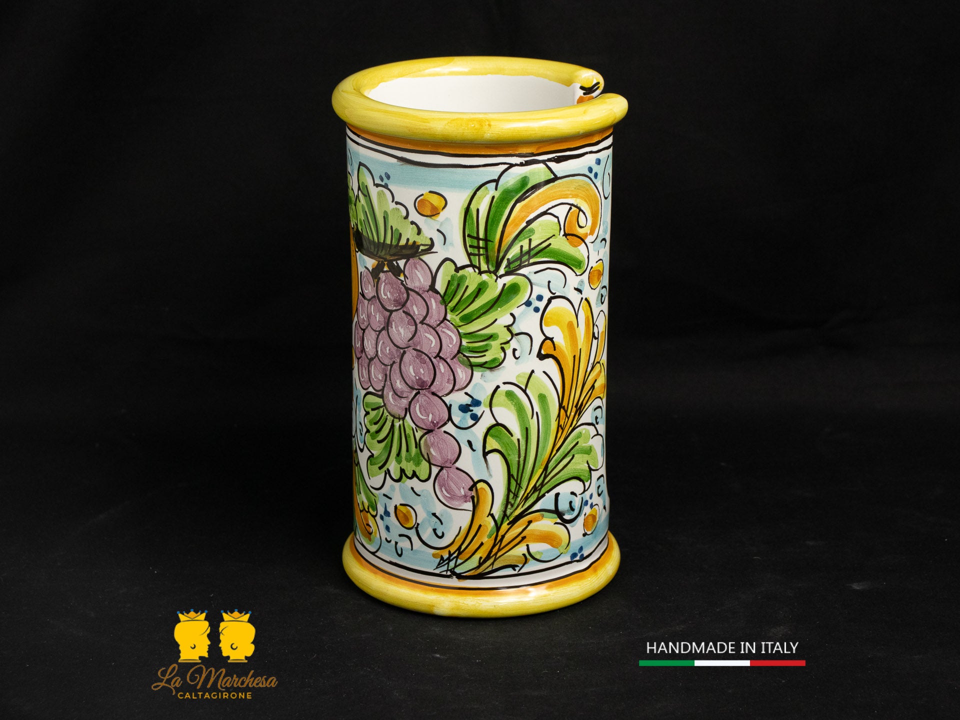 Porta bicchieri in Ceramica di Caltagirone ornato barocco