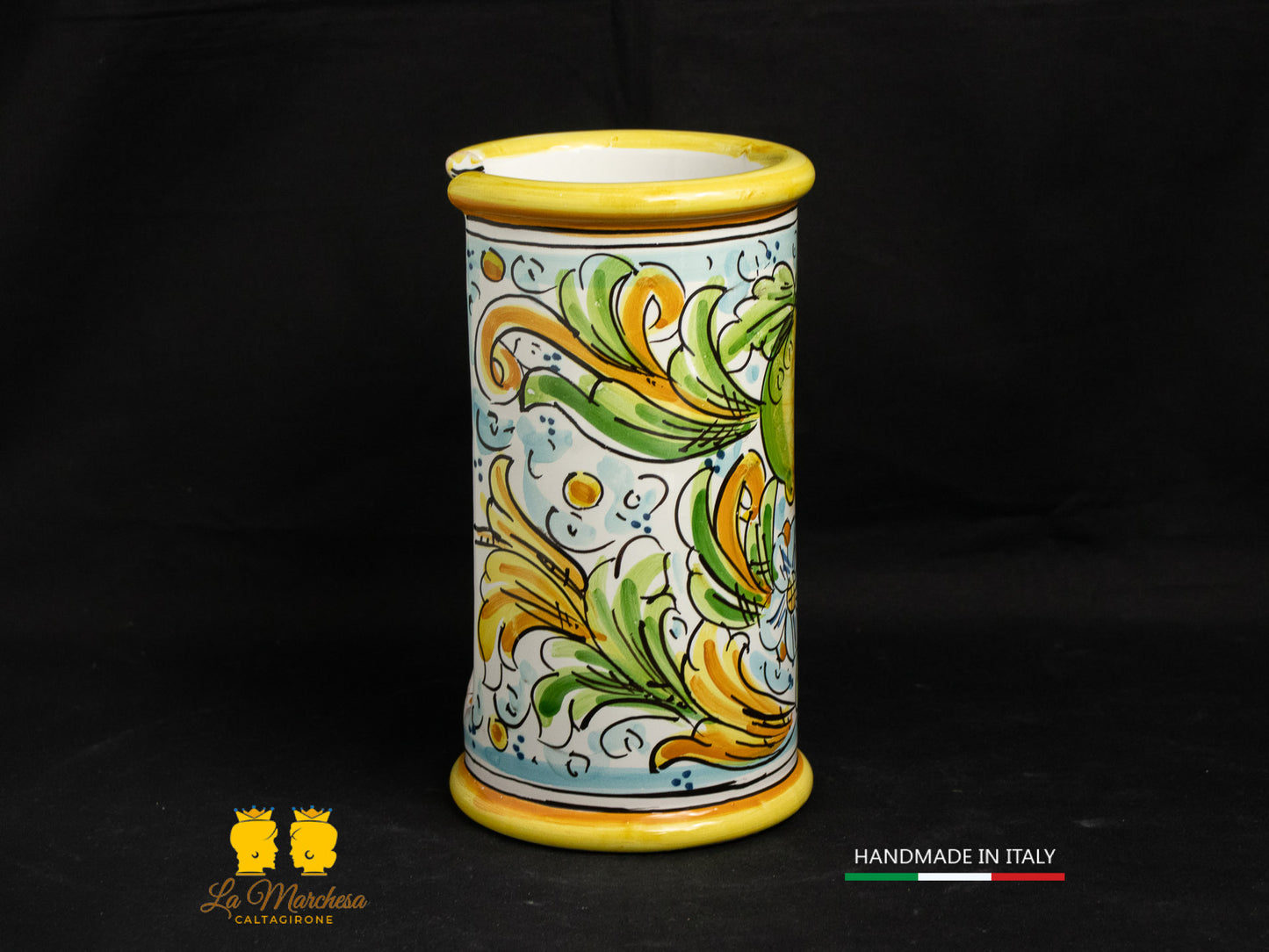 Porta bicchieri in Ceramica di Caltagirone ornato barocco