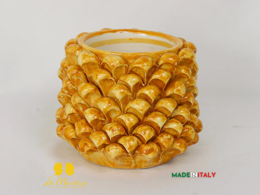 Bicchiere portapenne in Ceramica di Caltagirone pigna siciliana - vari colori