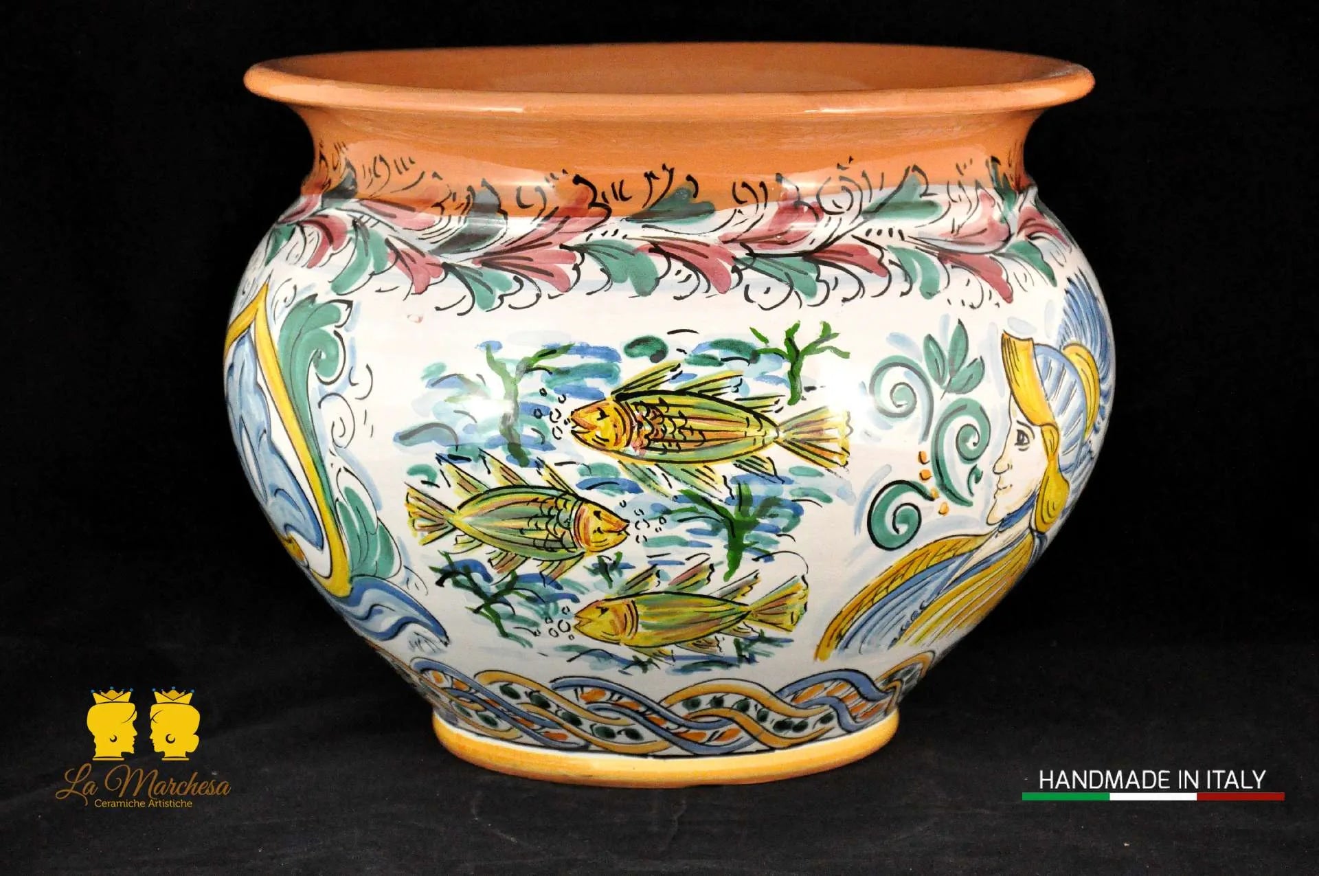 Portavaso Ceramica di Caltagirone Mattonelle stile siciliano 32cm