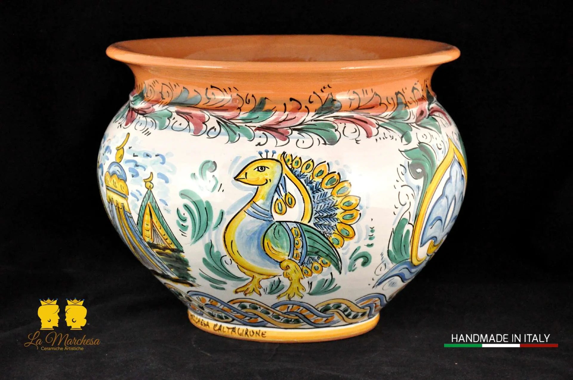 Portavaso Ceramica di Caltagirone Mattonelle stile siciliano 32cm