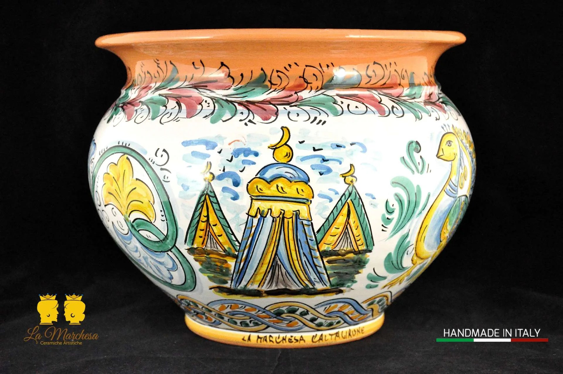 Portavaso Ceramica di Caltagirone Mattonelle stile siciliano 32cm