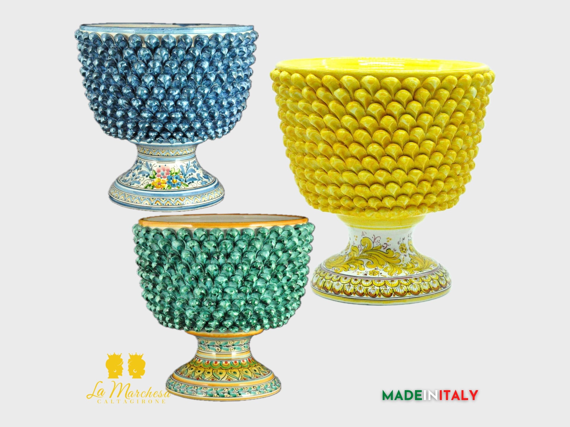 Portavaso mezza Pigna Siciliana in Ceramica di Caltagirone - Vari Modelli