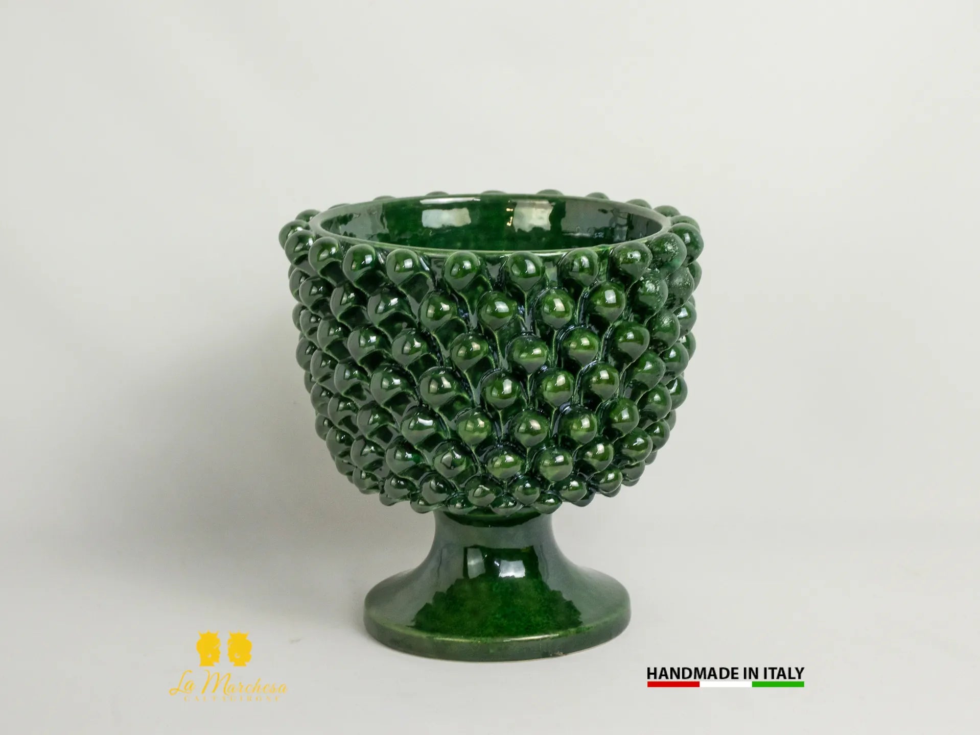 OUTLET Portavaso Pigna Siciliana Ceramica di Caltagirone verde rame 22cm