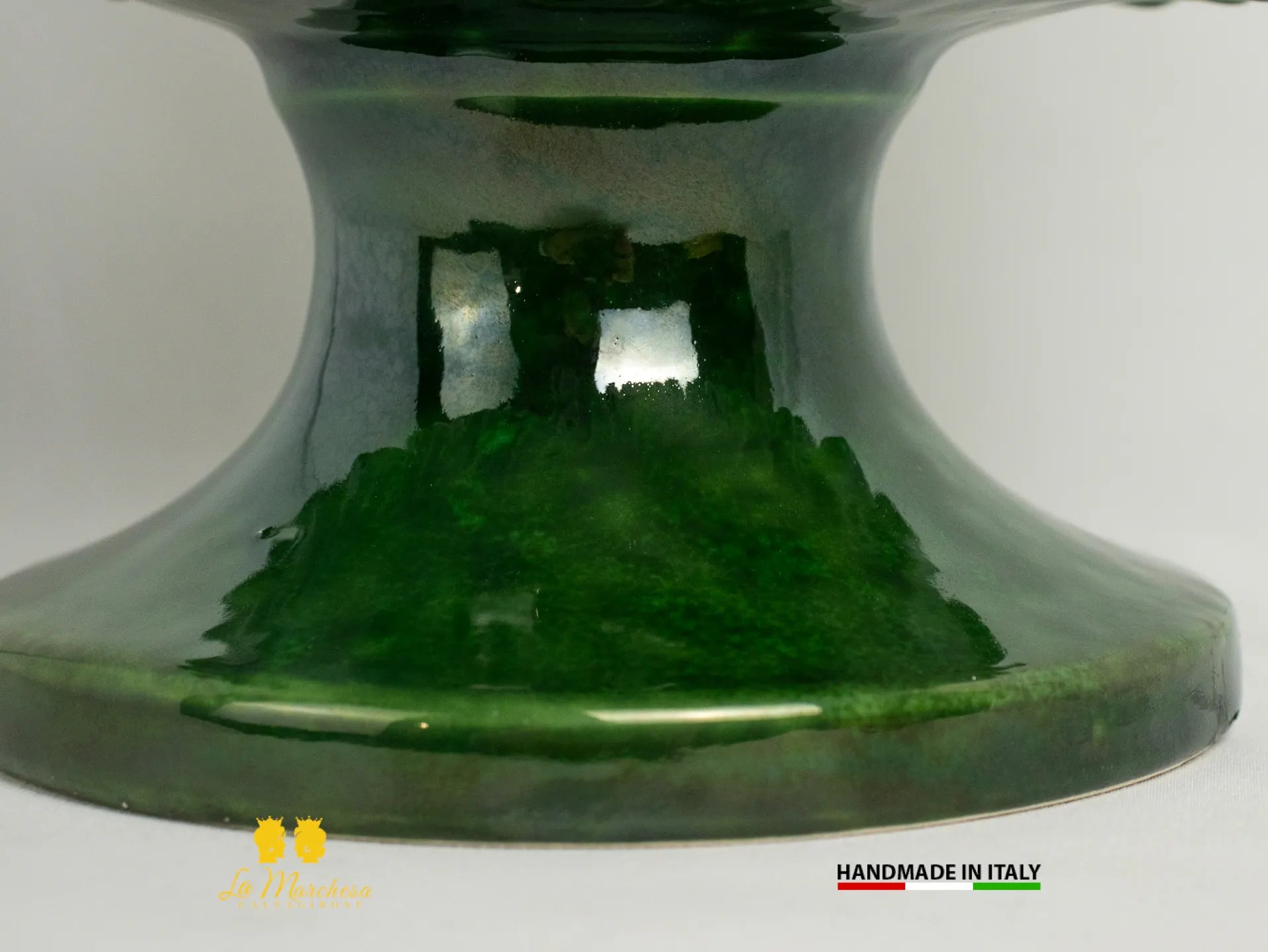 OUTLET Portavaso Pigna Siciliana Ceramica di Caltagirone verde rame 22cm