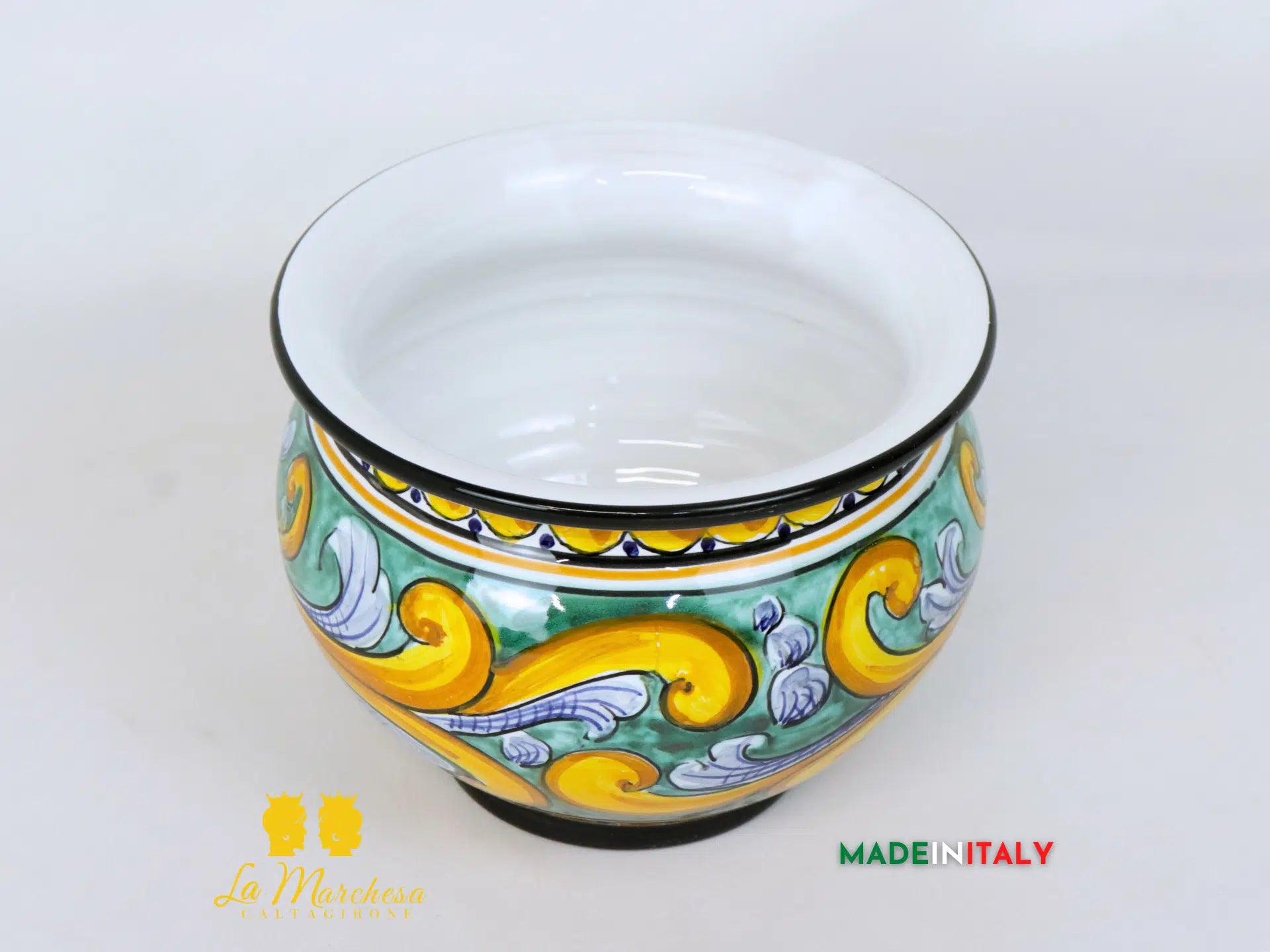 Portavaso Fiore Verde Rame in Ceramica di Caltagirone 15cm