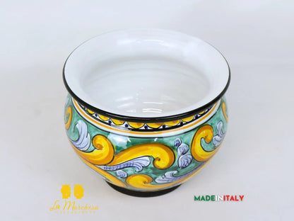 Portavaso Fiore Verde Rame in Ceramica di Caltagirone 15cm