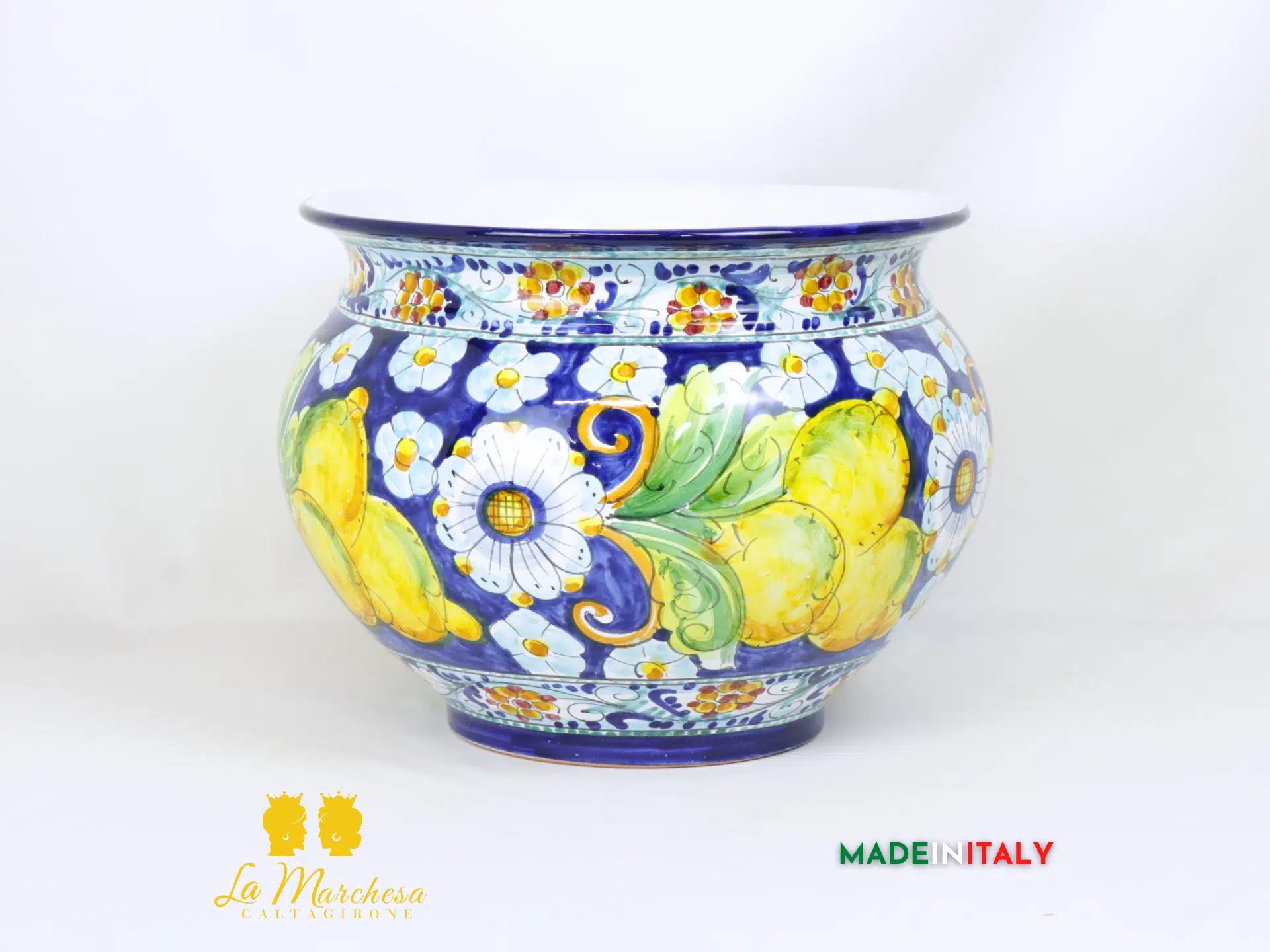 Portavaso Frutta Decorato in Ceramica di Caltagirone 32cm - Vari Modelli
