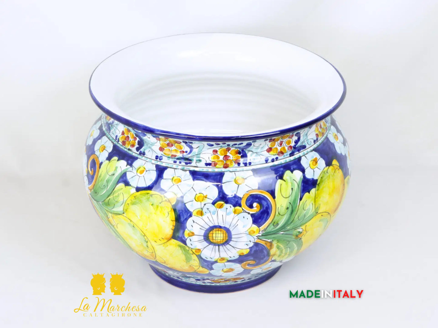 Portavaso Frutta Decorato in Ceramica di Caltagirone 32cm - Vari Modelli
