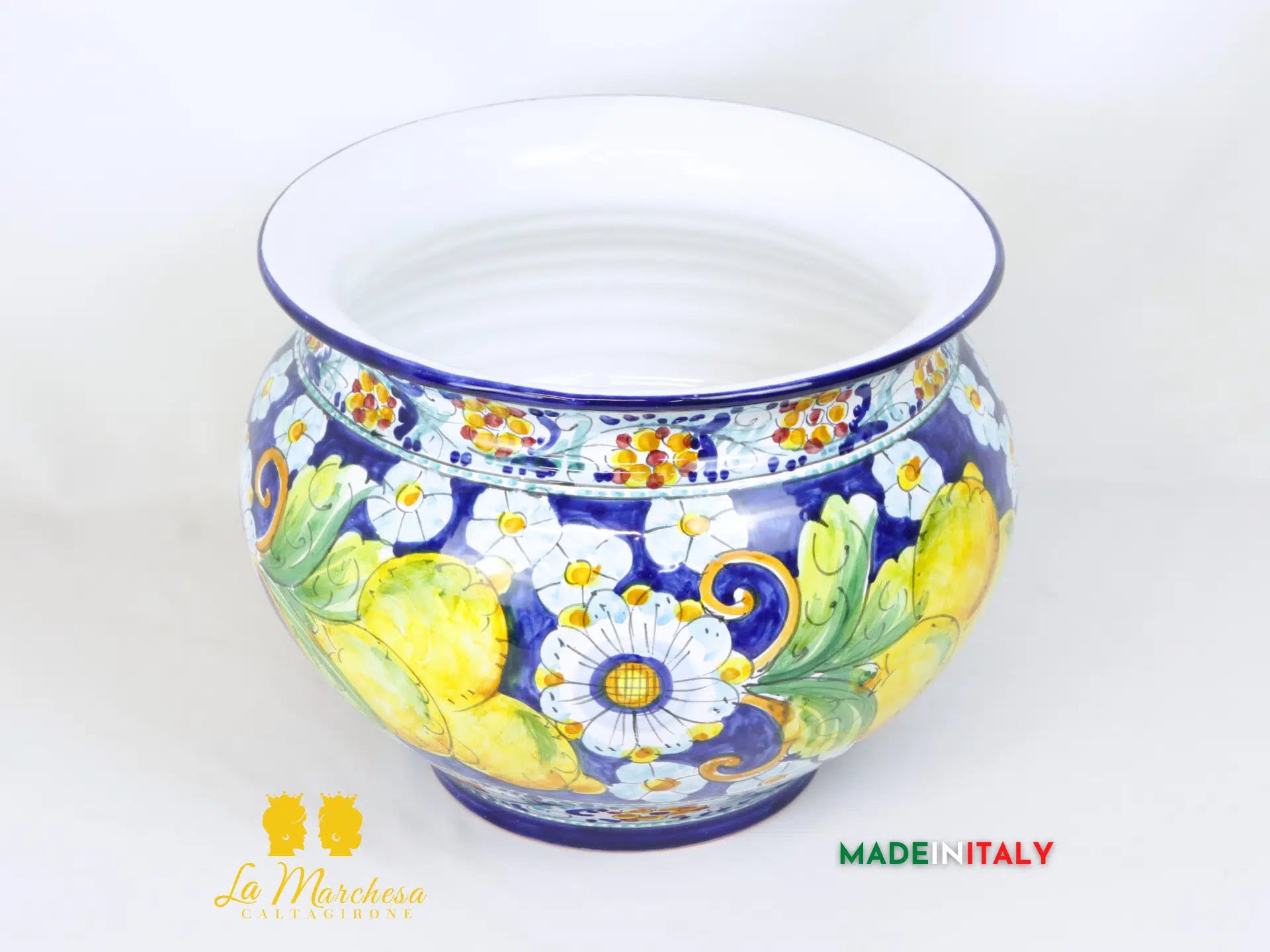 Portavaso Frutta Decorato in Ceramica di Caltagirone 32cm - Vari Modelli