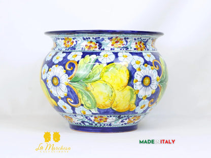 Portavaso Frutta Decorato in Ceramica di Caltagirone 32cm - Vari Modelli