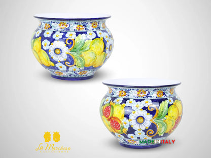 Portavaso Frutta Decorato in Ceramica di Caltagirone 32cm - Vari Modelli