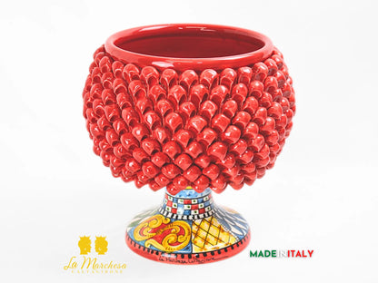 Porta vaso Pigna in Ceramica di Caltagirone Rosso Sicilia 32cm