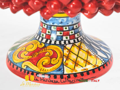 Porta vaso Pigna in Ceramica di Caltagirone Rosso Sicilia 32cm