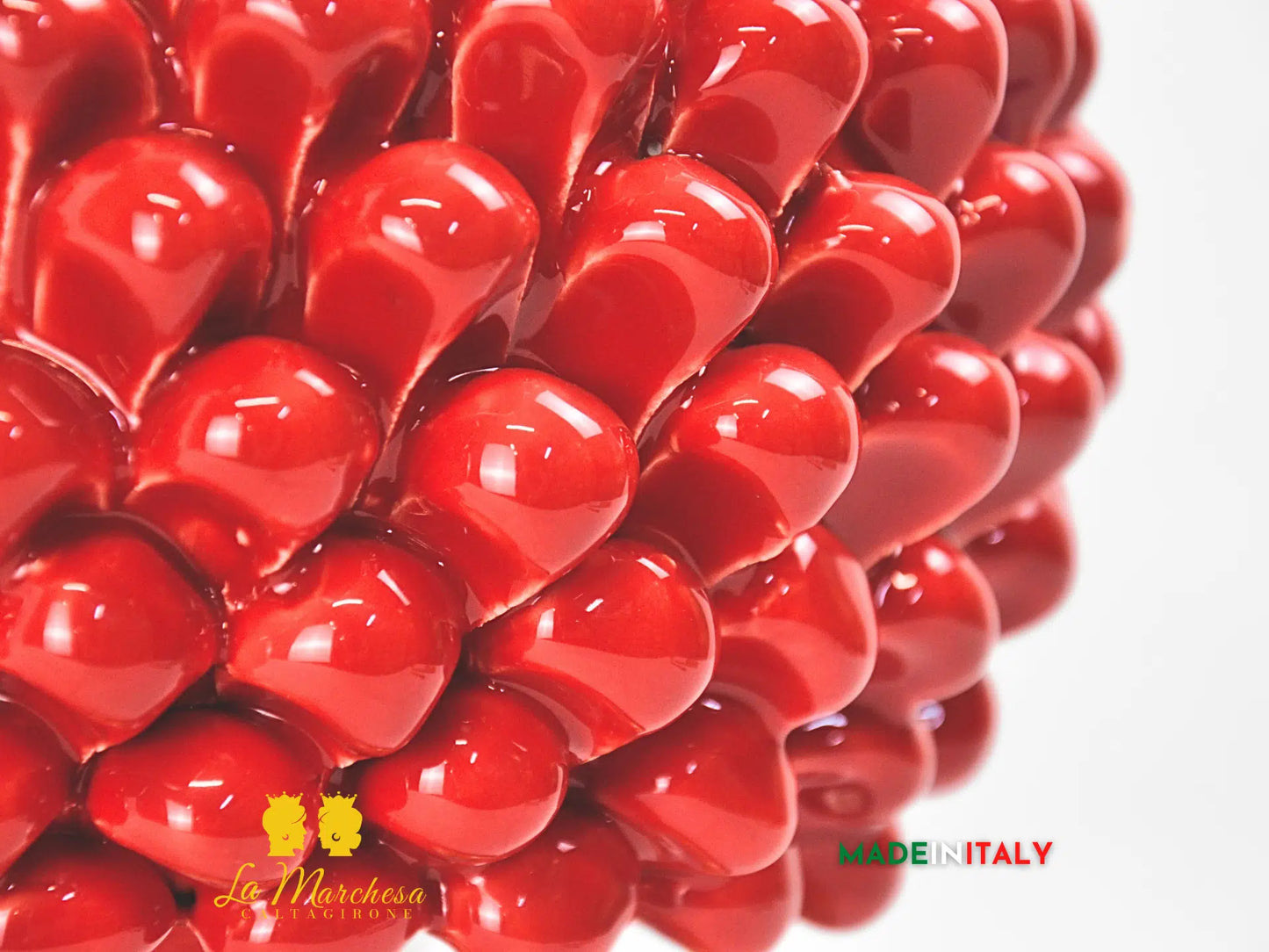 Porta vaso Pigna in Ceramica di Caltagirone Rosso Sicilia 32cm