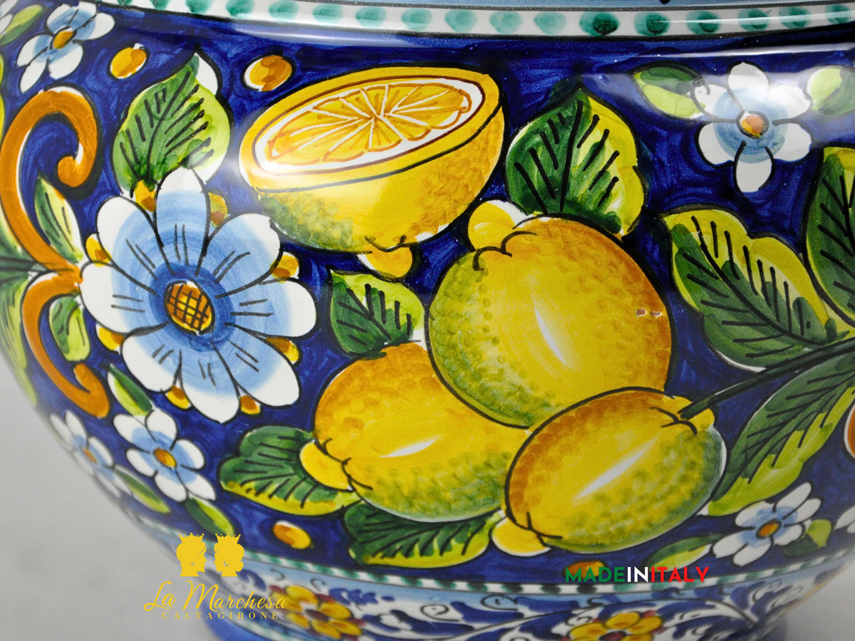 Portavaso Frutta in Ceramica di Caltagirone 32cm - Vari Decori