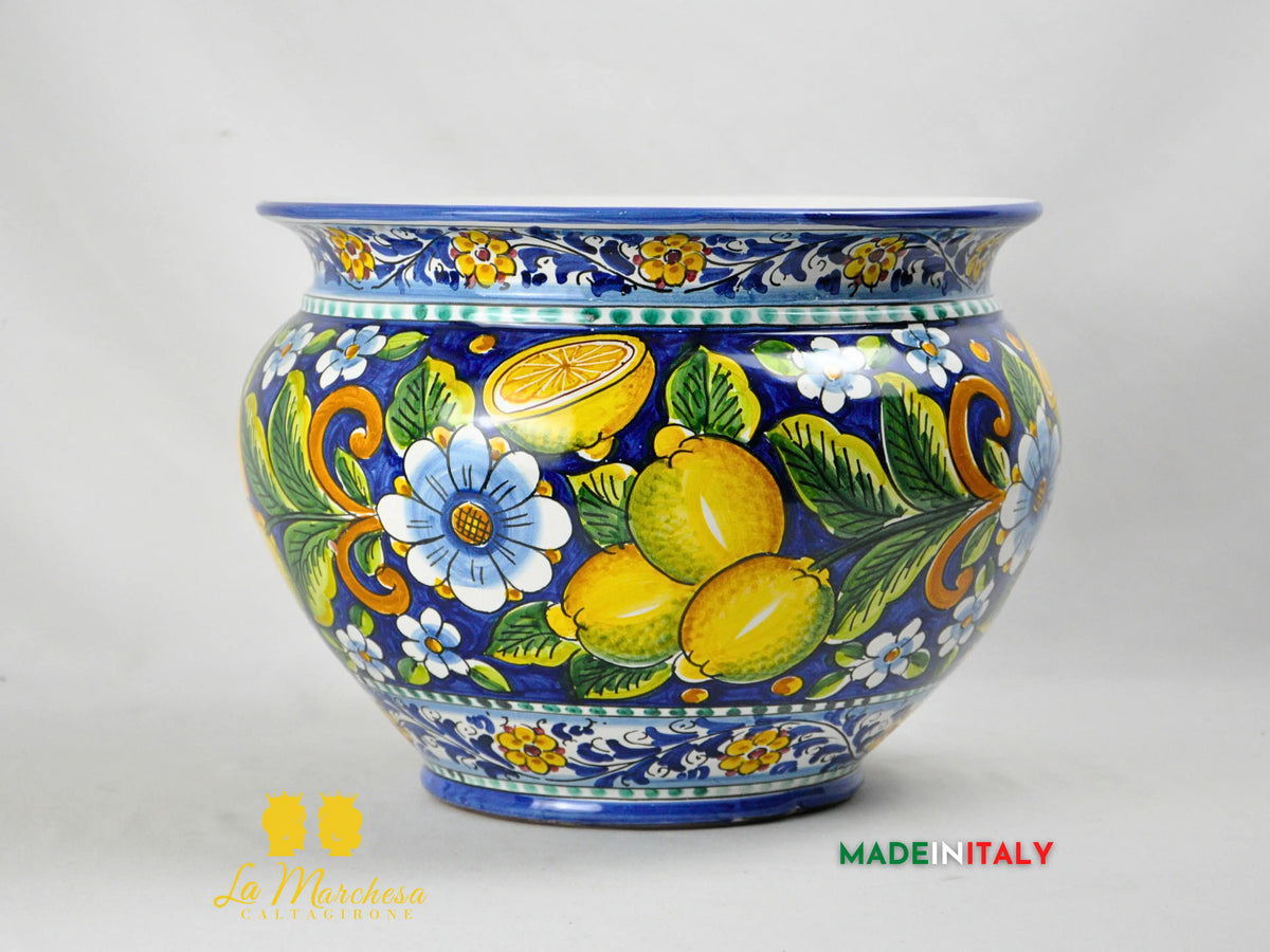 Portavaso Frutta in Ceramica di Caltagirone 32cm - Vari Decori