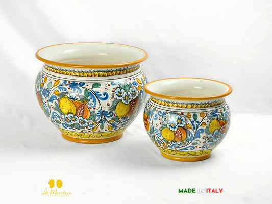 Portavaso Vaso in Ceramica di Caltagirone 600 blu limoni