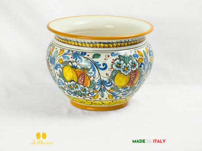 Portavaso Vaso in Ceramica di Caltagirone 600 blu limoni 