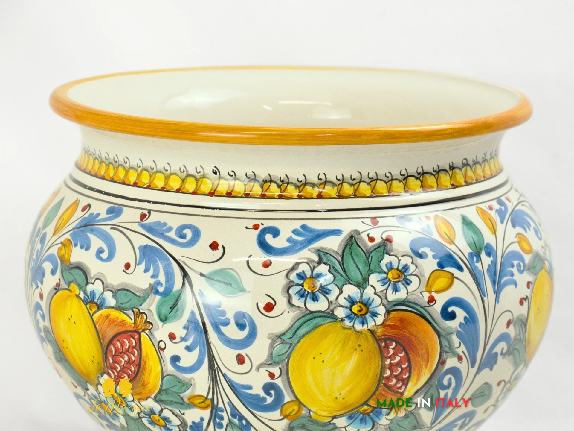 Portavaso Vaso in Ceramica di Caltagirone 600 blu limoni 