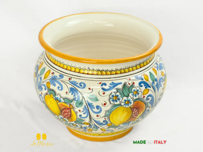 Portavaso Vaso in Ceramica di Caltagirone 600 blu limoni 