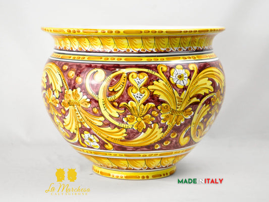 Portavaso Vaso in Ceramica di Caltagirone Ornato Barocco 39cm - Vari Colori