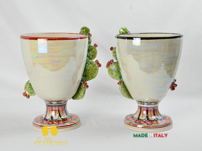 Portavaso in Ceramica di Caltagirone Design Volto Madreperla - Vari Modelli