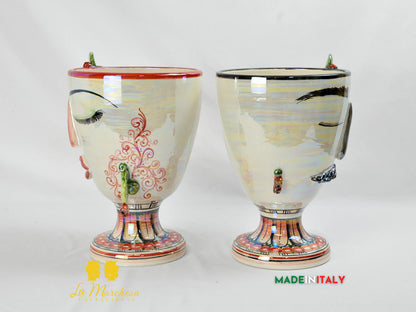 Portavaso in Ceramica di Caltagirone Design Volto Madreperla - Vari Modelli