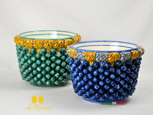 Portavaso in Ceramica di Caltagirone Pigna Siciliana Artigianale 24cm - Vari Colori