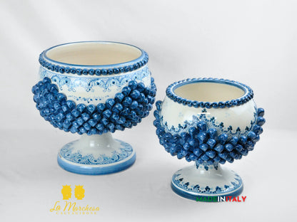 Portavaso Pigna Blu Sagomato Siciliana in Ceramica di Caltagirone - Varie Misure