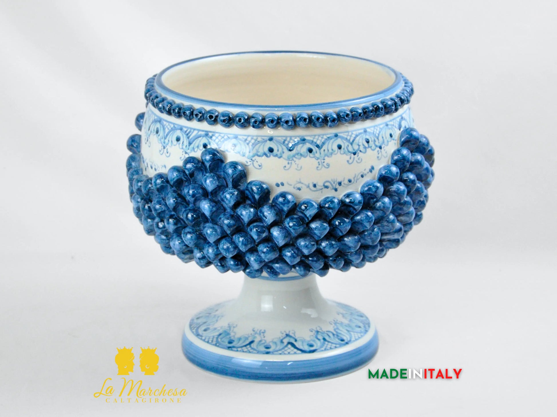 Portavaso Pigna Blu Sagomato Siciliana in Ceramica di Caltagirone - Varie Misure