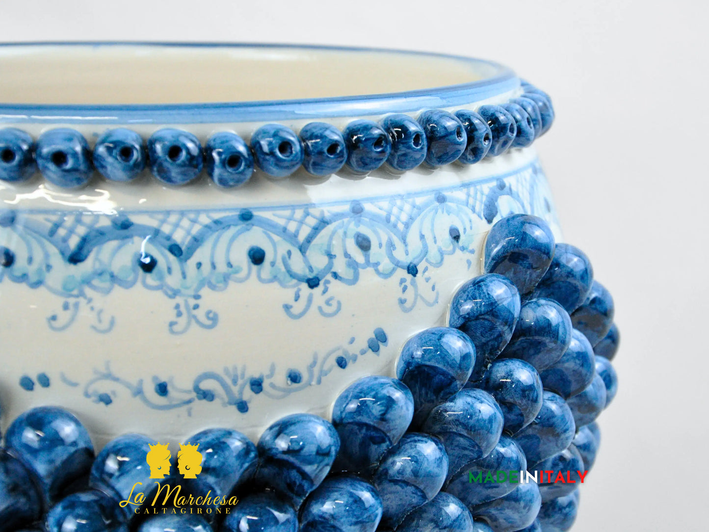 Portavaso Pigna Blu Sagomato Siciliana in Ceramica di Caltagirone - Varie Misure