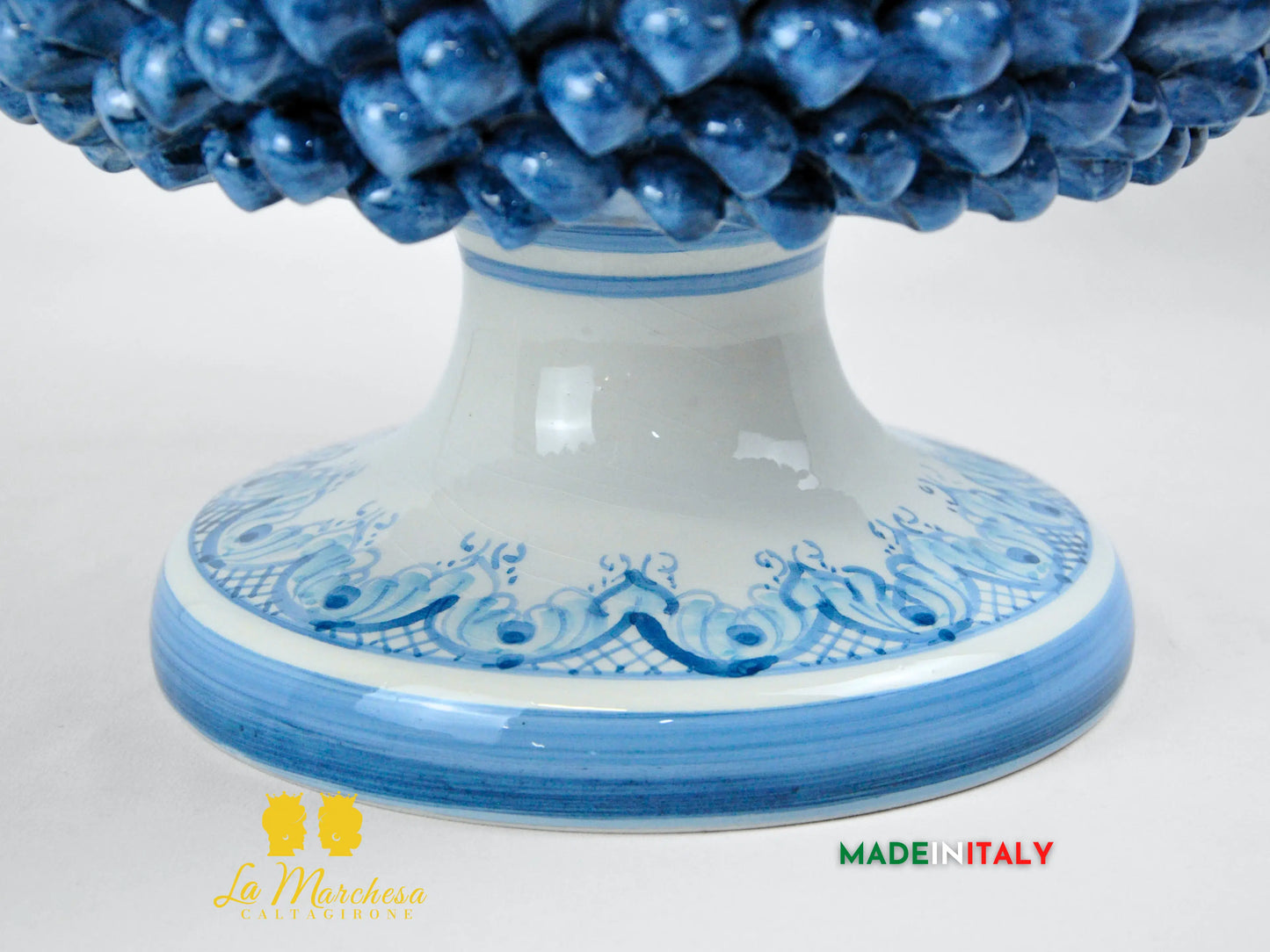 Portavaso Pigna Blu Sagomato Siciliana in Ceramica di Caltagirone - Varie Misure