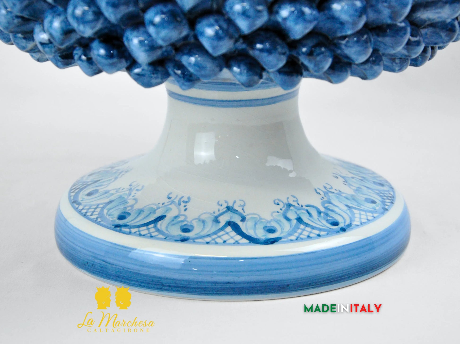 Portavaso Pigna Blu Sagomato Siciliana in Ceramica di Caltagirone - Varie Misure