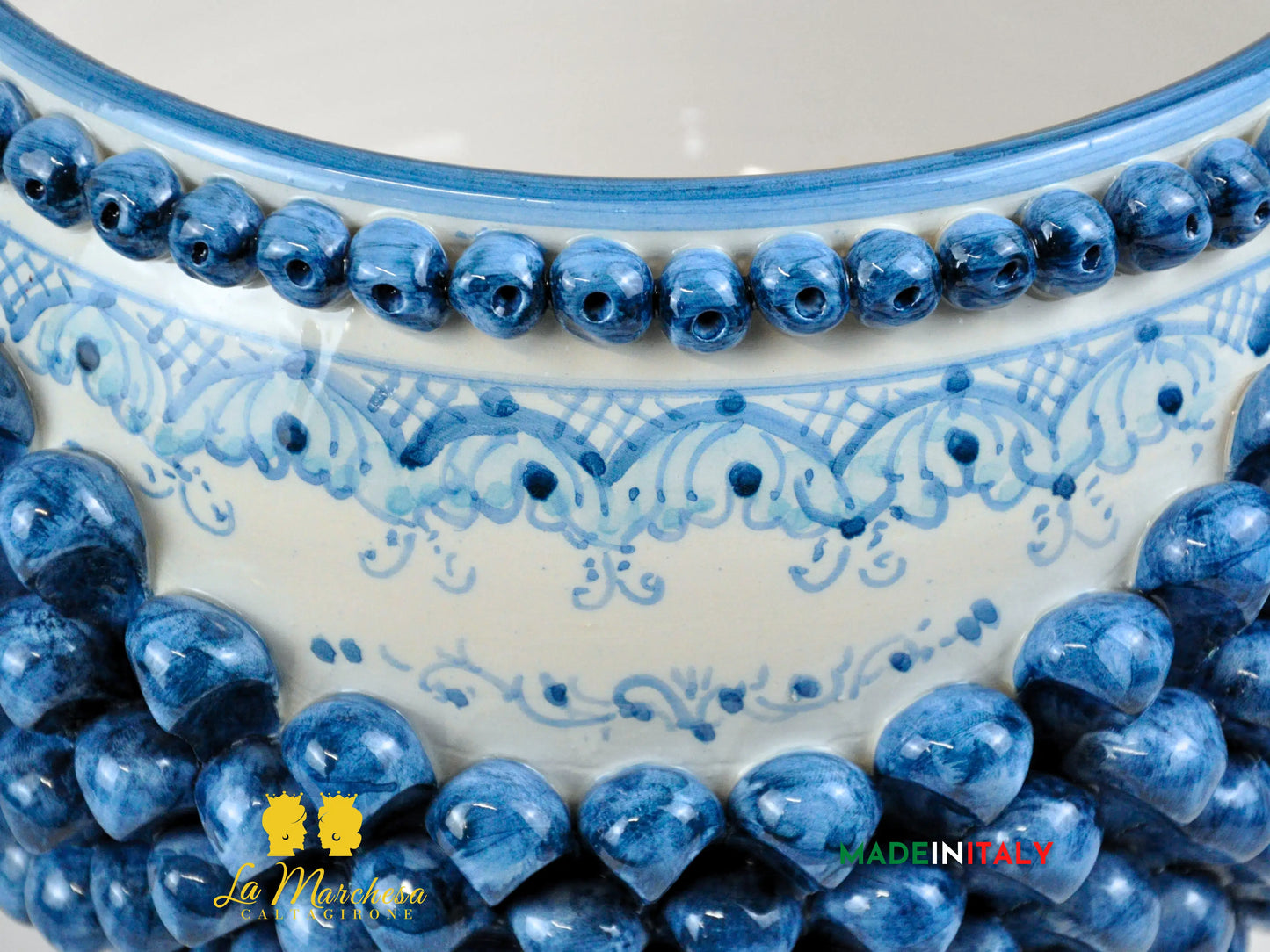 Portavaso Pigna Blu Sagomato Siciliana in Ceramica di Caltagirone - Varie Misure