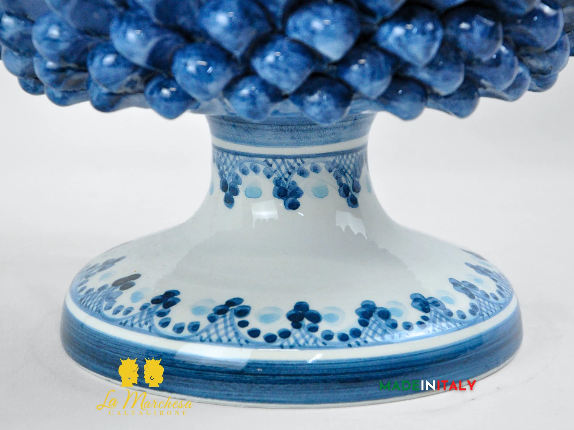 Portavaso Pigna Blu Sagomato Siciliana in Ceramica di Caltagirone - Varie Misure