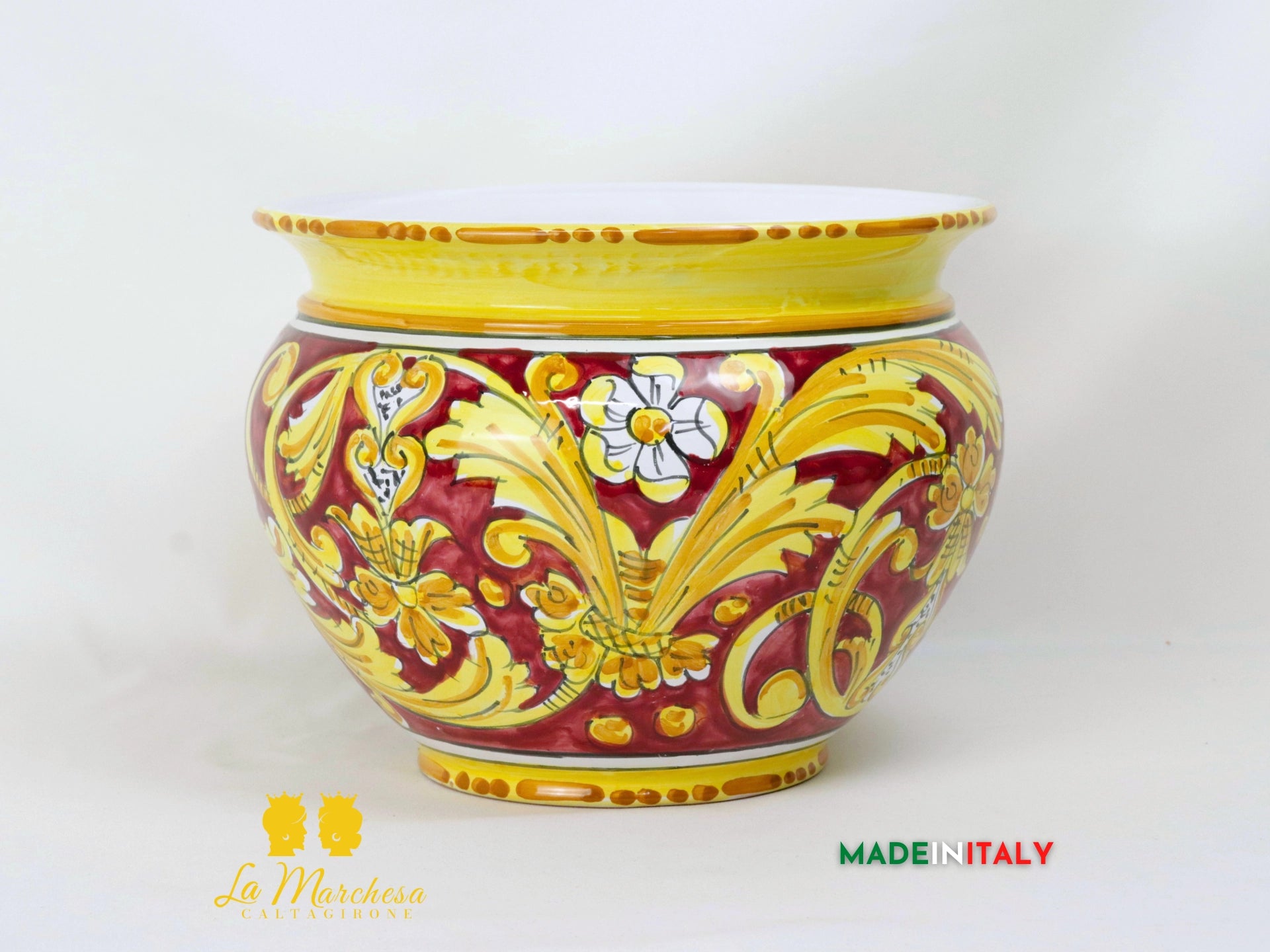 Portavaso in Ceramica di Caltagirone ornato  27cm - Vari Decori