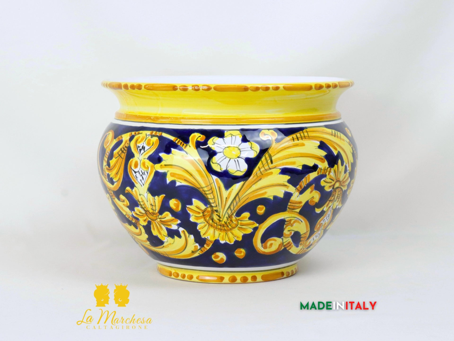 Portavaso in Ceramica di Caltagirone ornato  27cm - Vari Decori
