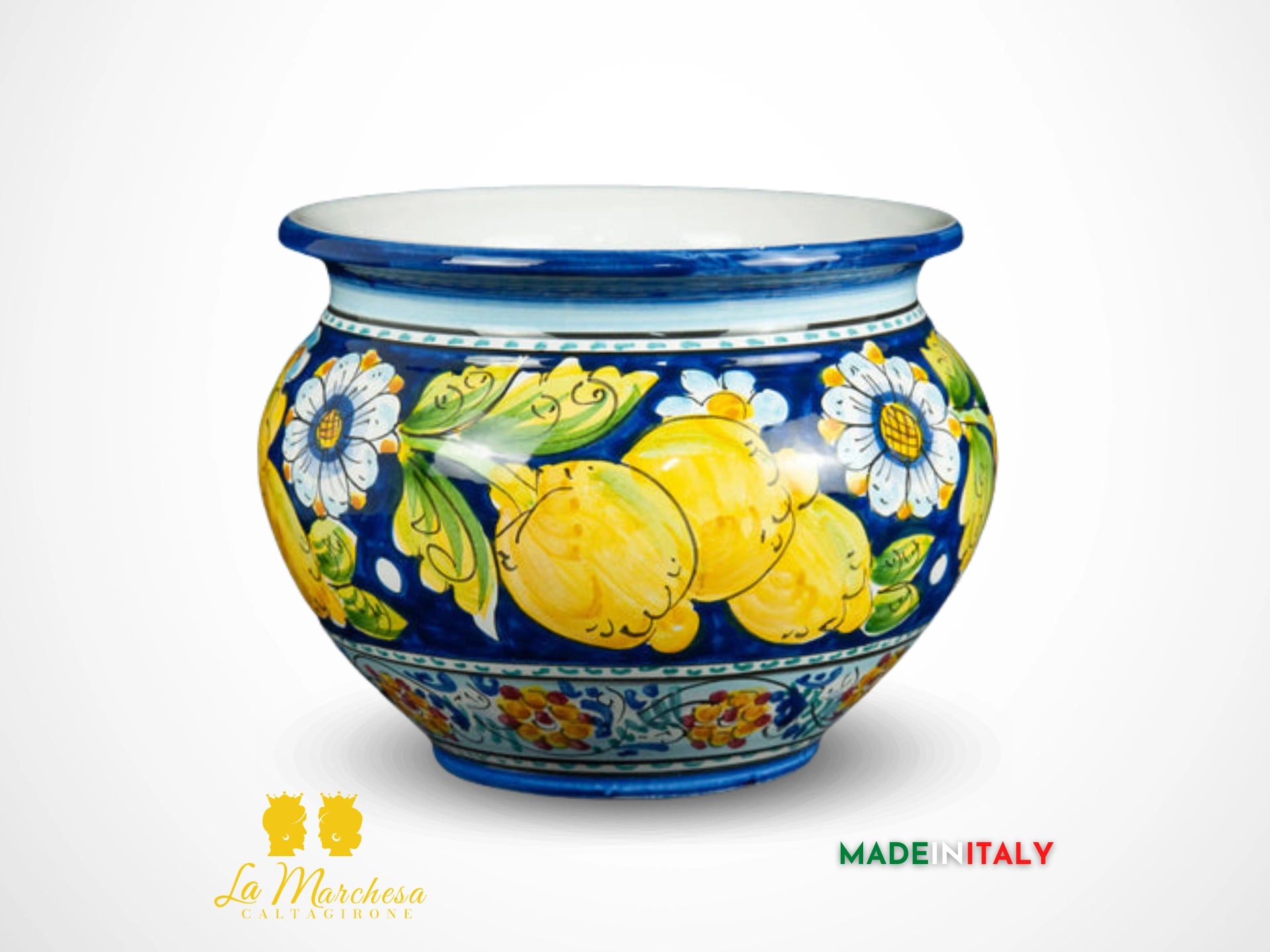 Portavaso in Ceramica di Caltagirone ornato  27cm - Vari Decori