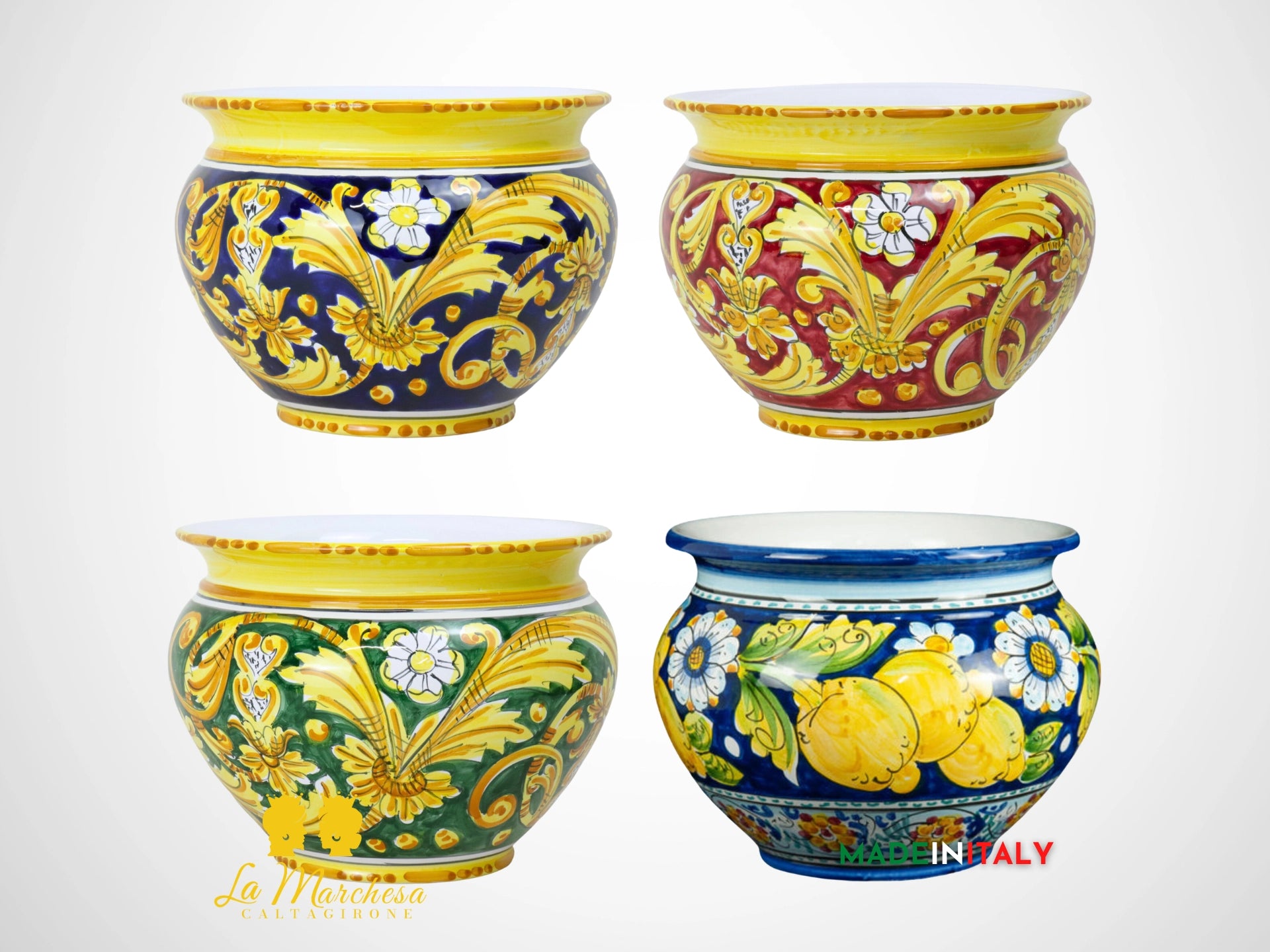 Portavaso in Ceramica di Caltagirone ornato  27cm - Vari Decori