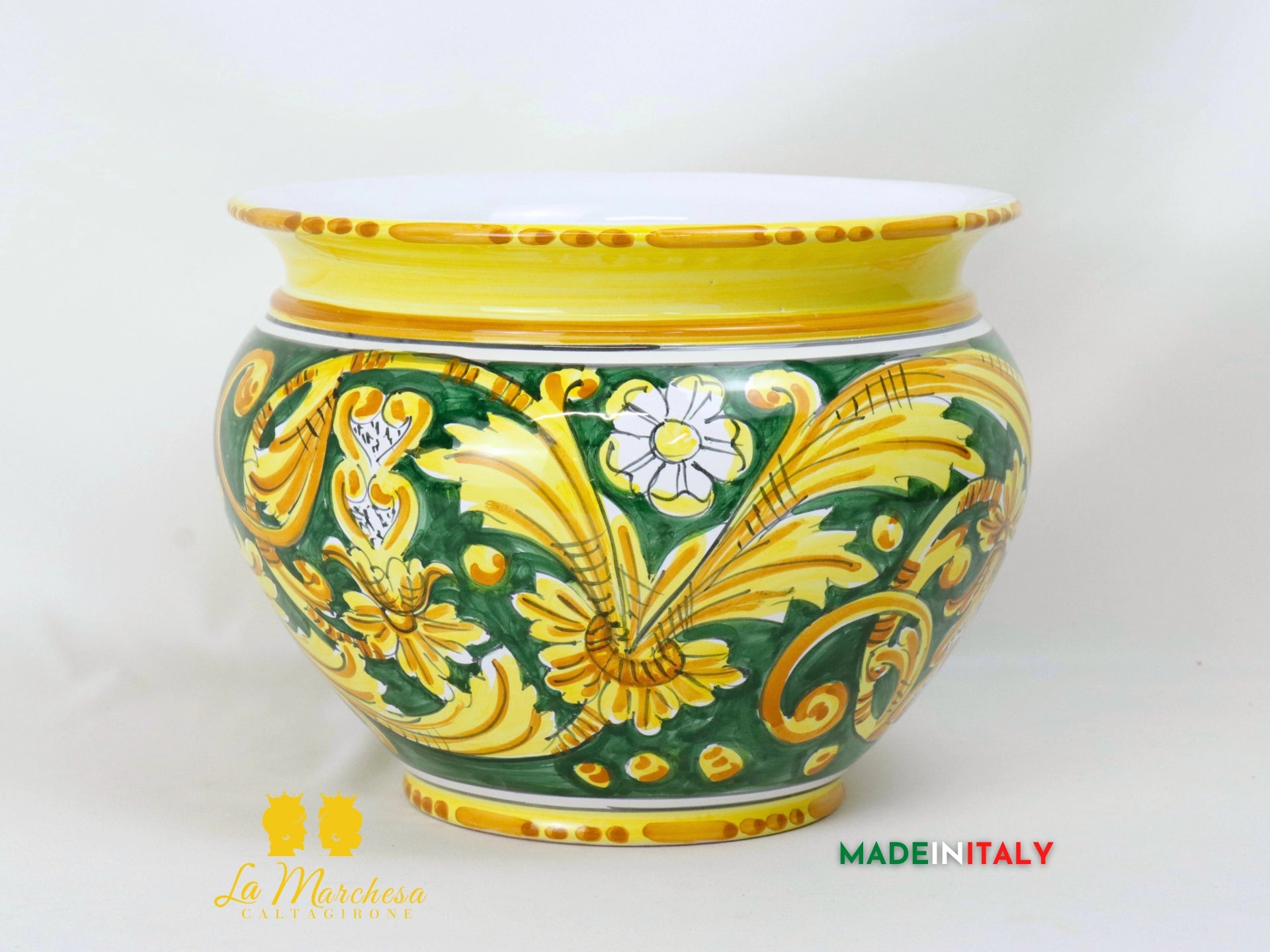 Portavaso in Ceramica di Caltagirone ornato  27cm - Vari Decori