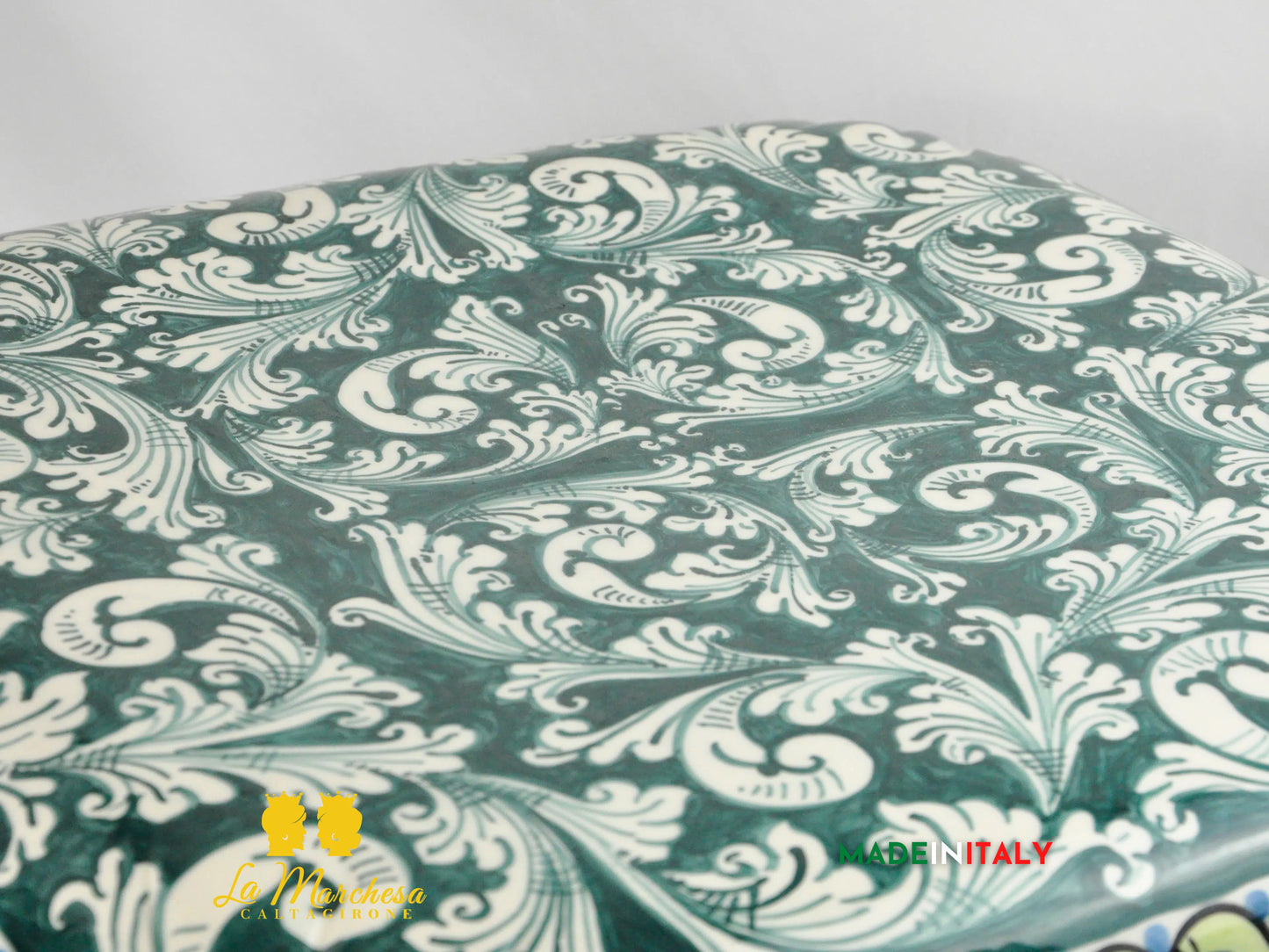 OUTLET - Pouf Quadrato Decorato in Ceramica di Caltagirone 36cm
