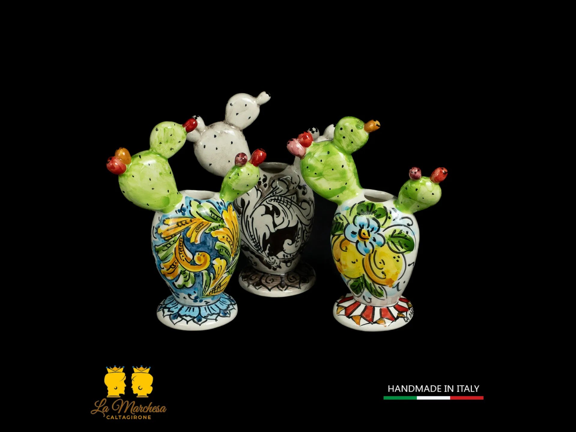 Profumatore ambiente in Ceramica di Caltagirone Fichi d'india decorati a mano