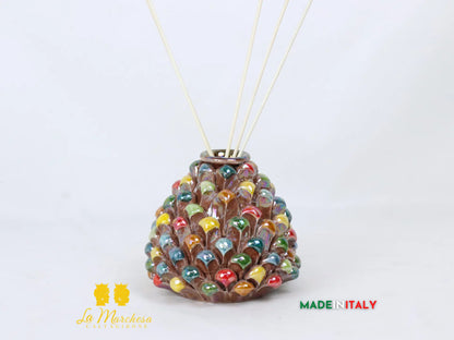 Profumatore Ambiente Pigna Siciliana Ceramica di Caltagirone Madreperla 11cm
