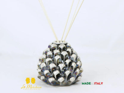 Profumatore Ambiente Pigna Siciliana Ceramica di Caltagirone Madreperla 11cm