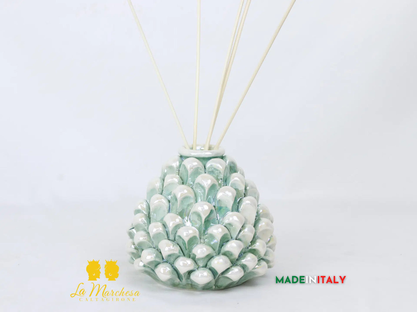 Profumatore ambiente Pigna Siciliana Ceramica di Caltagirone Madreperla 11cm