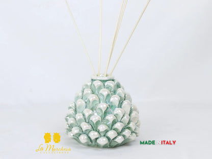 Profumatore ambiente Pigna Siciliana Ceramica di Caltagirone Madreperla 11cm