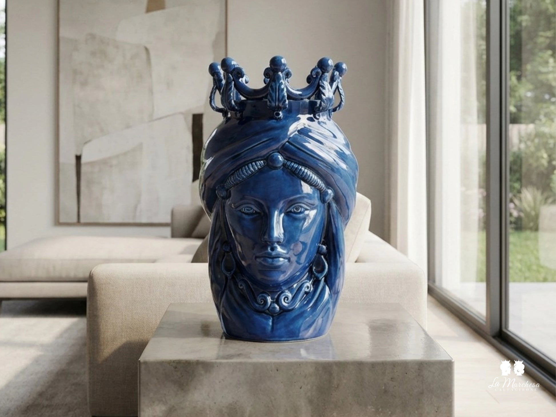 OUTLET - Testa di Moro Donna in Ceramica di Caltagirone 36cm